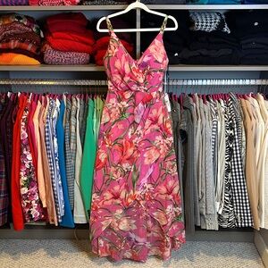 Siena pink/green floral adjustable strap padded bust maxi dress size 2 NWT